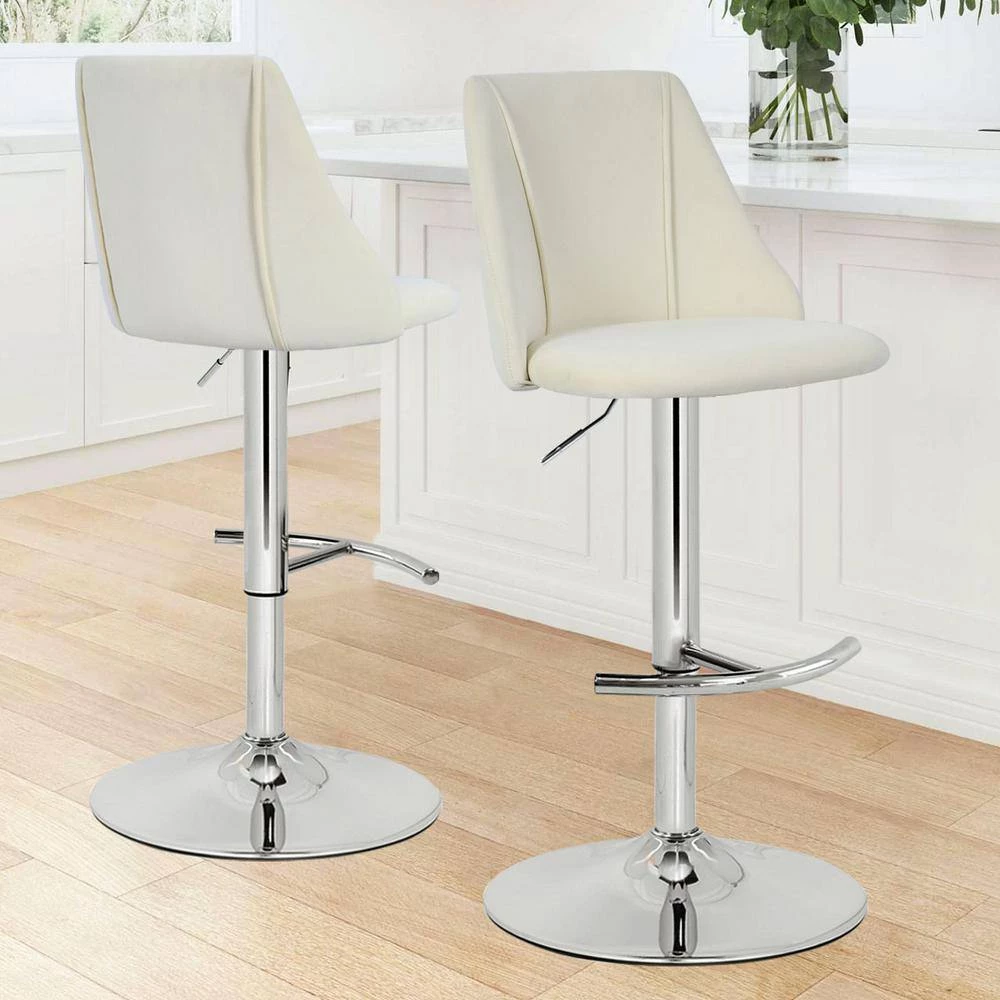 Chole 18 in. W x 35-44 in. H Beige Adjustalbe Height Bar Stool (Set of 2) by Elevens 9 Chole 18 in. W x 35-44 in. H Beige Adjustalbe Height Bar Stool (Set of 2) by Elevens - Image 8