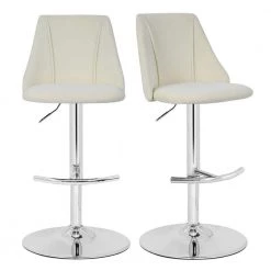 Cheap LR Home Store 13 Chole 18 in. W x 35-44 in. H Beige Adjustalbe Height Bar Stool (Set of 2) by Elevens