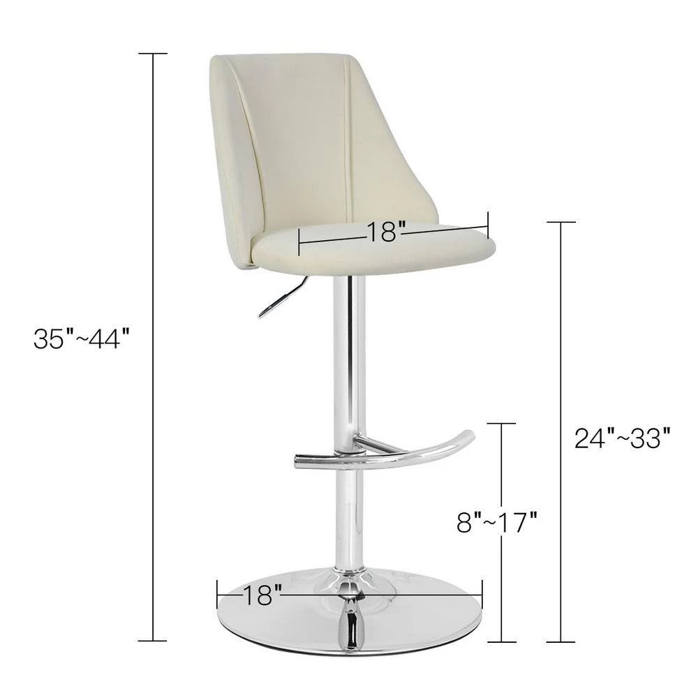 Chole 18 in. W x 35-44 in. H Beige Adjustalbe Height Bar Stool (Set of 2) by Elevens 5 Chole 18 in. W x 35-44 in. H Beige Adjustalbe Height Bar Stool (Set of 2) by Elevens - Image 4