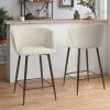 Beige Wide Barrel Shape High Back Upholstered Metal Frame 26 in. Counter Stool (Set of 2) (21.8 in. W x 36.5 in. H) by Elevens -Cheap LR Home Store beige elevens bar stools chole arm midbar beige 64 1000