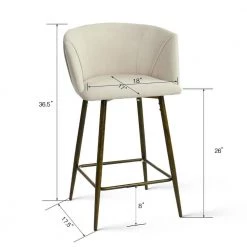 Beige Wide Barrel Shape High Back Upholstered Metal Frame 26 in. Counter Stool (Set of 2) (21.8 in. W x 36.5 in. H) by Elevens 13 Beige Wide Barrel Shape High Back Upholstered Metal Frame 26 in. Counter Stool (Set of 2) (21.8 in. W x 36.5 in. H) by Elevens -Cheap LR Home Store beige elevens bar stools chole arm midbar beige c3 1000