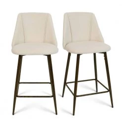 CHOLE Beige Fabric Upholstered 26 in. High Back Counter Stool (Set of 2) (19 in. W x 39 in. H) by Elevens -Cheap LR Home Store beige elevens bar stools chole midbar beige 1d 1000