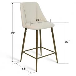 CHOLE Beige Fabric Upholstered 26 in. High Back Counter Stool (Set of 2) (19 in. W x 39 in. H) by Elevens -Cheap LR Home Store beige elevens bar stools chole midbar beige c3 1000