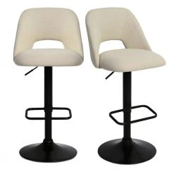 Cheap LR Home Store 19 Edwin Beige Adjustable 24 in. - 32 in. Seat Height High Back Metal Frame Bar Stool (Set of 2) (17 in. W x 32-44 in. H) by Elevens
