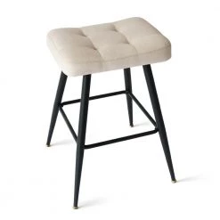 Beige Oil Proof and Water Proof Fabric 26 in. H Metal Frame Backless Saddle Counter Stool (Set of 2) by Elevens 12 Beige Oil Proof and Water Proof Fabric 26 in. H Metal Frame Backless Saddle Counter Stool (Set of 2) by Elevens -Cheap LR Home Store beige elevens bar stools kobe counter beige 4f 1000