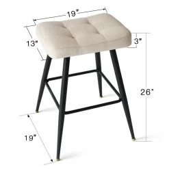 Beige Oil Proof and Water Proof Fabric 26 in. H Metal Frame Backless Saddle Counter Stool (Set of 2) by Elevens 11 Beige Oil Proof and Water Proof Fabric 26 in. H Metal Frame Backless Saddle Counter Stool (Set of 2) by Elevens -Cheap LR Home Store beige elevens bar stools kobe counter beige c3 1000