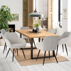 Boston Beige Upholstered Side Chair with Arms (Set of 2) by Elevens -Cheap LR Home Store beige elevens dining chairs boston arm beige 77 1000