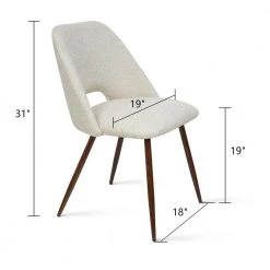 Upholstered Modern Cutout Back Dining Chair with Walnut Leg（Set of 4) by Elevens -Cheap LR Home Store beige elevens dining chairs edwin chair walnutbeige c3 1000