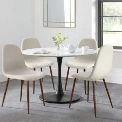 BINGO Fabric Upholstered Dining Chair (Set of 4) by Elevens 21 BINGO Fabric Upholstered Dining Chair (Set of 4) by Elevens -Cheap LR Home Store beige elevens dining chairs spoon chair walnutbeige 31 1000