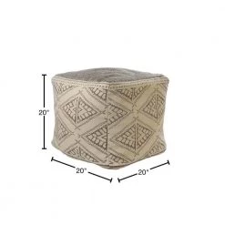 Handmade Beige / Gray Geometric Rustic Farmhouse Pouf by LR Home -Cheap LR Home Store beige gray lr home ottomans poufs99770blk1818 40 1000