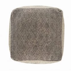 Handmade Beige / Gray Geometric Rustic Farmhouse Pouf by LR Home -Cheap LR Home Store beige gray lr home ottomans poufs99770blk1818 4f 1000