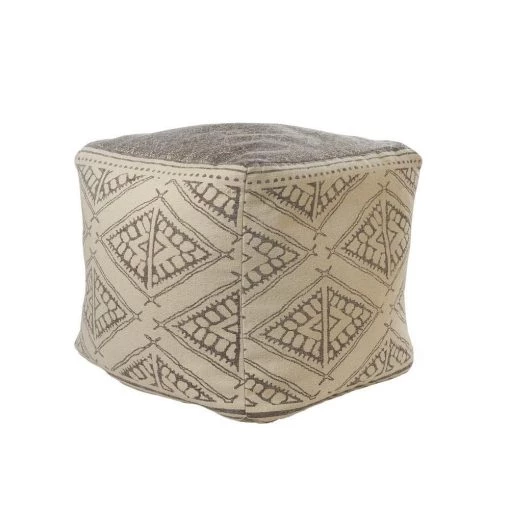 Handmade Beige / Gray Geometric Rustic Farmhouse Pouf by LR Home 2 Handmade Beige / Gray Geometric Rustic Farmhouse Pouf by LR Home -Cheap LR Home Store beige gray lr home ottomans poufs99770blk1818 64 1000
