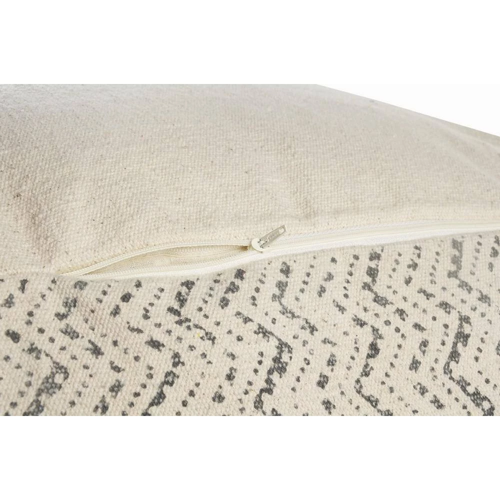 Distressed Beige / Gray Handmade Geometric Motif Pouf by LR Home 6 Distressed Beige / Gray Handmade Geometric Motif Pouf by LR Home - Image 4