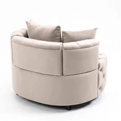 Modern Beige Velvet Leisure Classical Barrel Chair with Wooden Legs by HOMEFUN -Cheap LR Home Store beige homefun accent chairs hfhdsn 1143 1bg 1f 1000