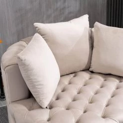 Modern Beige Velvet Leisure Classical Barrel Chair with Wooden Legs by HOMEFUN -Cheap LR Home Store beige homefun accent chairs hfhdsn 1143 1bg 44 1000