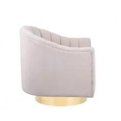 Beige Modern Velvet Upholstered Swivel Barrel Chair with Gold Base by HOMEFUN 13 Beige Modern Velvet Upholstered Swivel Barrel Chair with Gold Base by HOMEFUN -Cheap LR Home Store beige homefun accent chairs hfhdsn 121bg 40 1000
