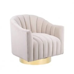 Beige Modern Velvet Upholstered Swivel Barrel Chair with Gold Base by HOMEFUN 15 Beige Modern Velvet Upholstered Swivel Barrel Chair with Gold Base by HOMEFUN -Cheap LR Home Store beige homefun accent chairs hfhdsn 121bg c3 1000
