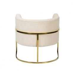 Beige Modern Velvet Upholstered Barrel Chair with U-Shaped Gold Base by HOMEFUN -Cheap LR Home Store beige homefun accent chairs hfhdsn 122bg 66 1000