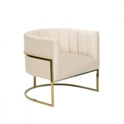 Beige Modern Velvet Upholstered Barrel Chair with U-Shaped Gold Base by HOMEFUN -Cheap LR Home Store beige homefun accent chairs hfhdsn 122bg c3 1000