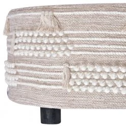 Ox Bay Handmade Beige/Ivory Striped Cotton Wool Blend Ottoman by LR Home -Cheap LR Home Store beige ivory lr home ottomans 9903a6184d9348 1f 1000