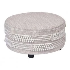 Ox Bay Handmade Beige/Ivory Striped Cotton Wool Blend Ottoman by LR Home -Cheap LR Home Store beige ivory lr home ottomans 9903a6184d9348 44 1000
