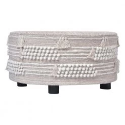 Cheap LR Home Store 42 Ox Bay Handmade Beige/Ivory Striped Cotton Wool Blend Ottoman by LR Home