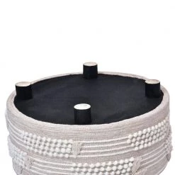 Ox Bay Handmade Beige/Ivory Striped Cotton Wool Blend Ottoman by LR Home -Cheap LR Home Store beige ivory lr home ottomans 9903a6184d9348 c3 1000