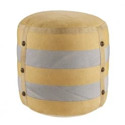16 in. Beige Rustic Farmhouse Striped Pouf by LR Home -Cheap LR Home Store beige lr home ottomans poufs34005mlt1414 c3 1000