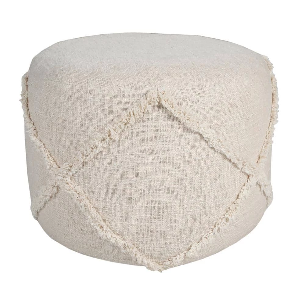 Solid Beige 18 in. x 18 in. x 14 in. Textured Decorative Diamond Pouf Ottoman by LR Home 3 Solid Beige 18 in. x 18 in. x 14 in. Textured Decorative Diamond Pouf Ottoman by LR Home