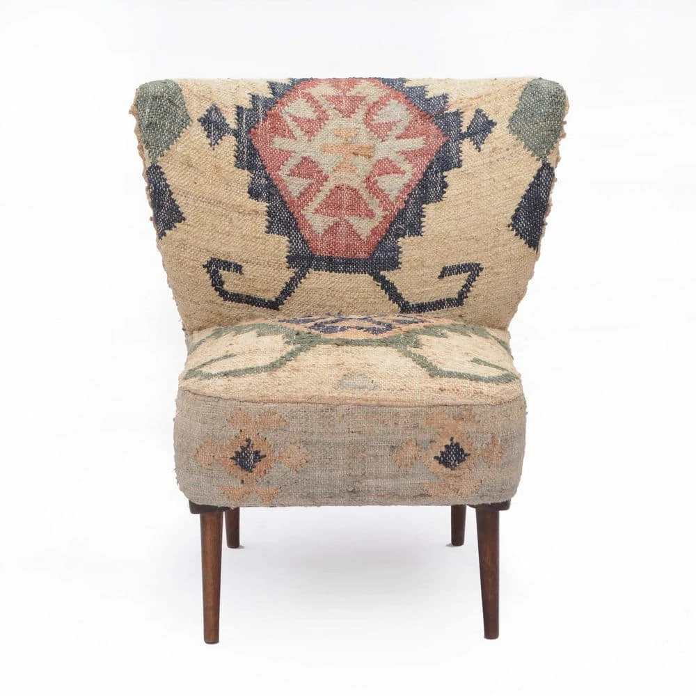 Ox Bay Handmade Beige/ Multicolor Geometric Jute Blend Chair by LR Home 5 Ox Bay Handmade Beige/ Multicolor Geometric Jute Blend Chair by LR Home - Image 3