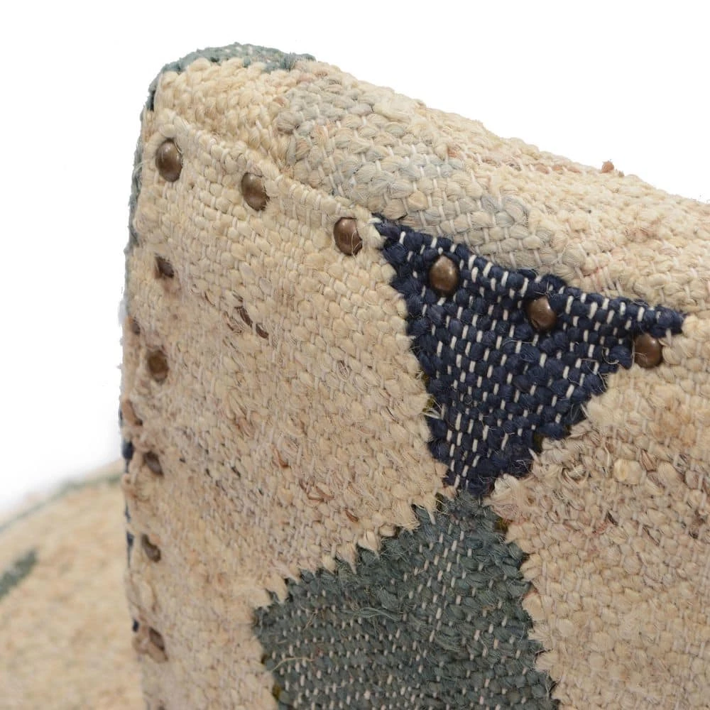 Ox Bay Handmade Beige/ Multicolor Geometric Jute Blend Chair by LR Home 4 Ox Bay Handmade Beige/ Multicolor Geometric Jute Blend Chair by LR Home - Image 2