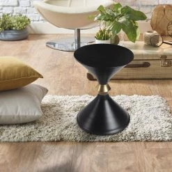 Minimalist Modern 14 in. x 18 in. Black and Gold Drum Side Table by LR Home -Cheap LR Home Store black and gold lr home end side tables sidtb99795blk1216 76 1000