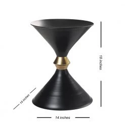 Minimalist Modern 14 in. x 18 in. Black and Gold Drum Side Table by LR Home -Cheap LR Home Store black and gold lr home end side tables sidtb99795blk1216 c3 1000