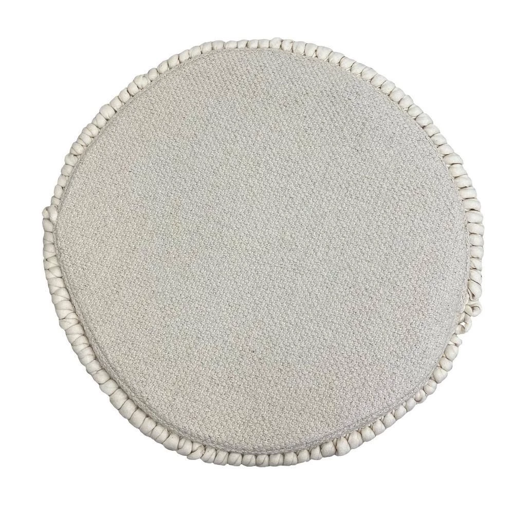 Chevron Black and Ivory Textured Fringed Cushioned Bohemian Stool by LR Home 6 Chevron Black and Ivory Textured Fringed Cushioned Bohemian Stool by LR Home - Image 4