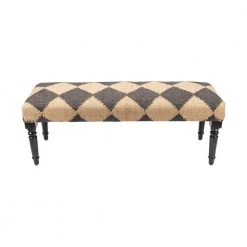 Contemporary Geometric Diamond Black / Cream Cushion Bench by LR Home 11 Contemporary Geometric Diamond Black / Cream Cushion Bench by LR Home -Cheap LR Home Store black cream lr home bedroom benches bench99036blk3b14 1f 1000