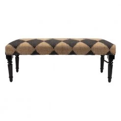 Contemporary Geometric Diamond Black / Cream Cushion Bench by LR Home