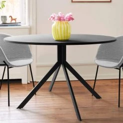 Jones 43 in. x 43 in. Black Pedestal Dining Table by Elevens -Cheap LR Home Store black elevens kitchen dining tables jones 31 1000