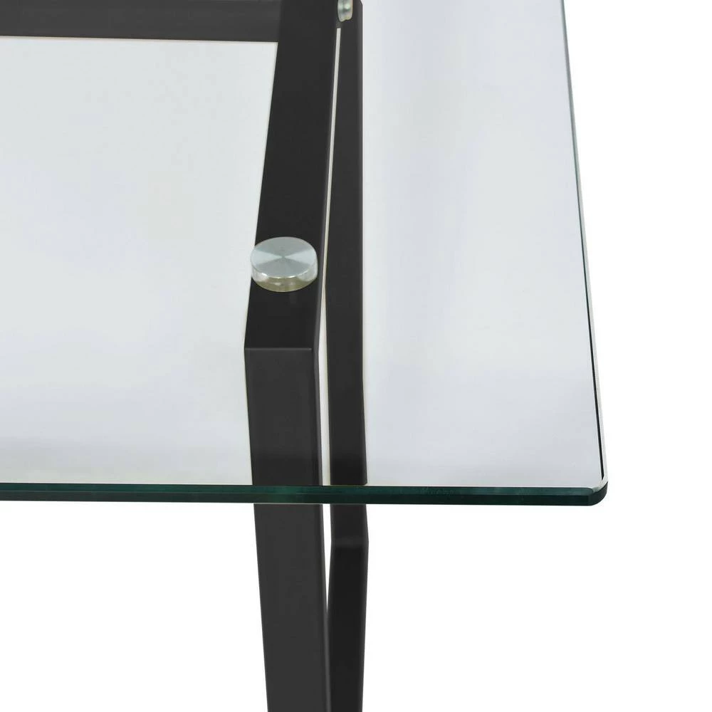 55 in. x 32 in. Rectangle Tempered Glass Black Dining Table for 4 by Elevens 7 55 in. x 32 in. Rectangle Tempered Glass Black Dining Table for 4 by Elevens - Image 5