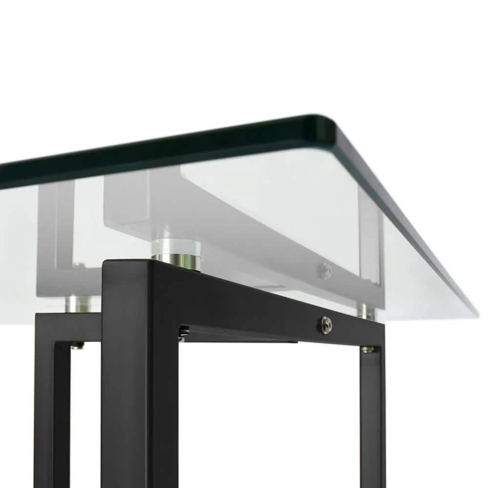55 in. x 32 in. Rectangle Tempered Glass Black Dining Table for 4 by Elevens 6 55 in. x 32 in. Rectangle Tempered Glass Black Dining Table for 4 by Elevens - Image 4