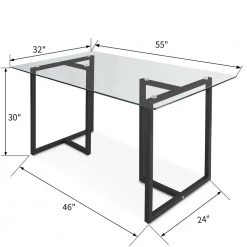 55 in. x 32 in. Rectangle Tempered Glass Black Dining Table for 4 by Elevens 11 55 in. x 32 in. Rectangle Tempered Glass Black Dining Table for 4 by Elevens -Cheap LR Home Store black elevens kitchen dining tables ming black c3 1000