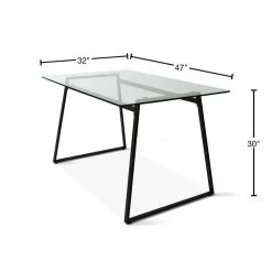 47 in. x 32 in. Rectangle Black Tempered Glass Dining Table by Elevens -Cheap LR Home Store black elevens kitchen dining tables mona bk 40 1000