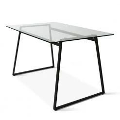 47 in. x 32 in. Rectangle Black Tempered Glass Dining Table by Elevens