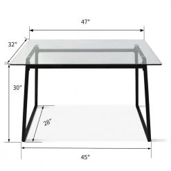 47 in. x 32 in. Rectangle Black Tempered Glass Dining Table by Elevens -Cheap LR Home Store black elevens kitchen dining tables mona bk c3 1000