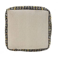 Black/Gold Modern Interwoven Geometric Pouf by LR Home 12 Black/Gold Modern Interwoven Geometric Pouf by LR Home -Cheap LR Home Store black gold lr home ottomans poufs34023gol1414 1d 1000