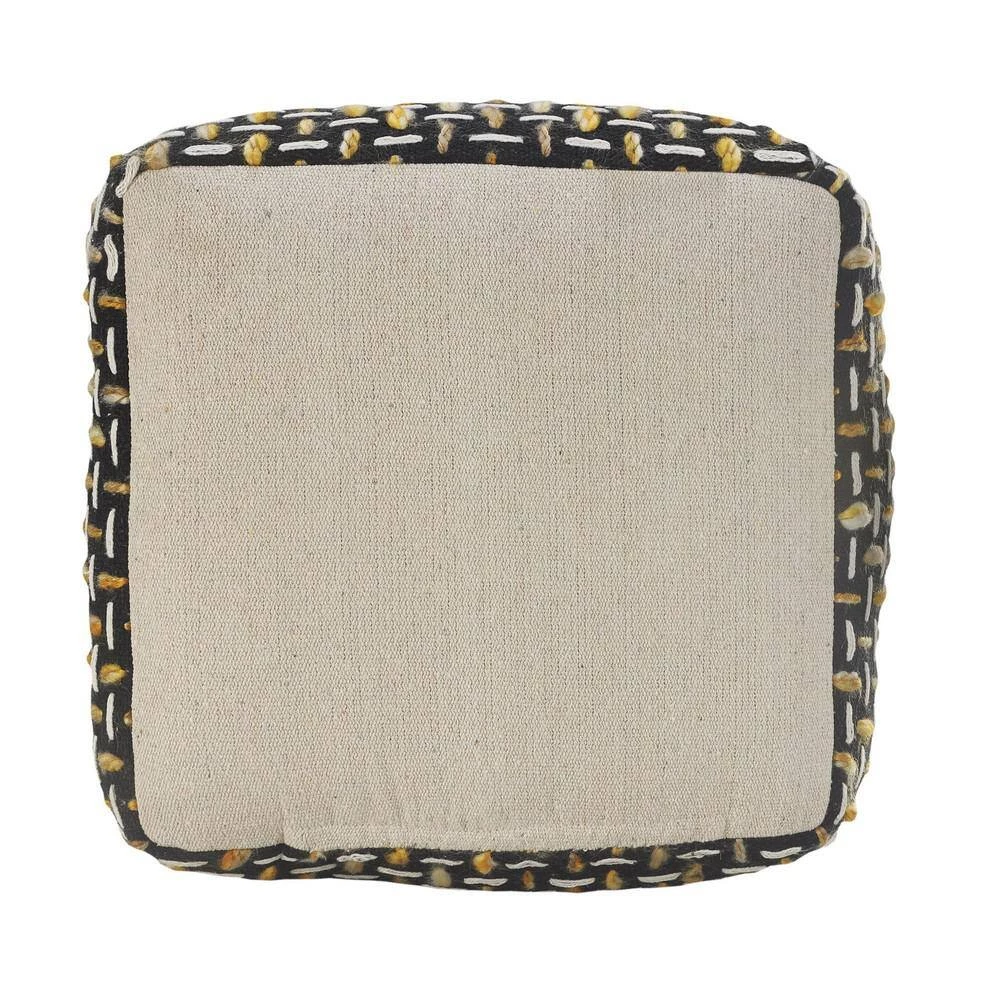 Black/Gold Modern Interwoven Geometric Pouf by LR Home 5 Black/Gold Modern Interwoven Geometric Pouf by LR Home - Image 3