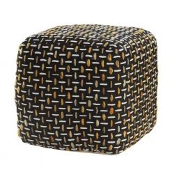 Black/Gold Modern Interwoven Geometric Pouf by LR Home 15 Black/Gold Modern Interwoven Geometric Pouf by LR Home -Cheap LR Home Store black gold lr home ottomans poufs34023gol1414 1f 1000