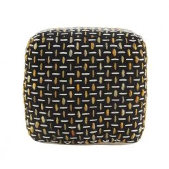 Black/Gold Modern Interwoven Geometric Pouf by LR Home 14 Black/Gold Modern Interwoven Geometric Pouf by LR Home -Cheap LR Home Store black gold lr home ottomans poufs34023gol1414 4f 1000