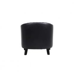 Black Modern PU Leather Upholstered Accent Barrel Chair with Nailheads and Solid Wood Legs by HOMEFUN -Cheap LR Home Store black homefun accent chairs hfhdsn 146bk 66 1000