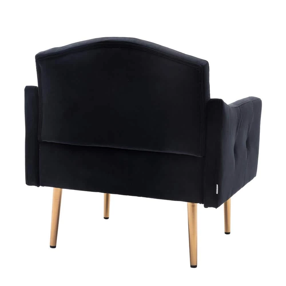 Black Modern High-Back Leisure Single Accent Chair with Rose Golden Metal Feet by HOMEFUN 8 Black Modern High-Back Leisure Single Accent Chair with Rose Golden Metal Feet by HOMEFUN - Image 6