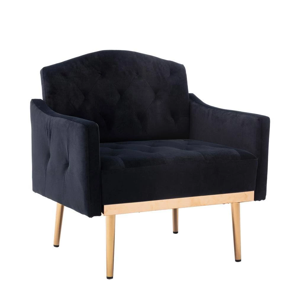 Black Modern High-Back Leisure Single Accent Chair with Rose Golden Metal Feet by HOMEFUN 10 Black Modern High-Back Leisure Single Accent Chair with Rose Golden Metal Feet by HOMEFUN - Image 8